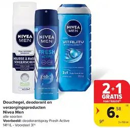 Carrefour Douchegel, deodorant en verzorgingsproducten Nivea Men aanbieding