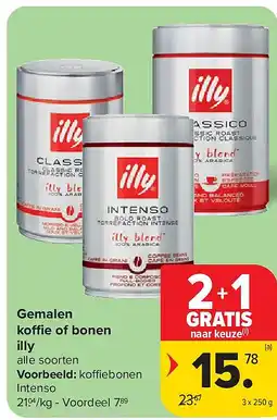 Carrefour Gemalen koffie of bonen illy aanbieding
