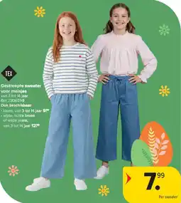 Carrefour Gestreepte Sweater voor Meisjes aanbieding
