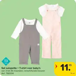 Carrefour Set salopette + T-shirt voor baby's aanbieding