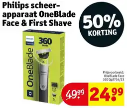 Kruidvat Philips Scheerapparaat OneBlade Face & First Shave aanbieding