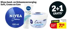Kruidvat Nivea hand- en lichaamsverzorging Soft, Creme en Care aanbieding