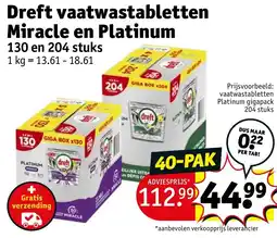 Kruidvat Dreft vaatwastabletten Miracle en Platinum aanbieding