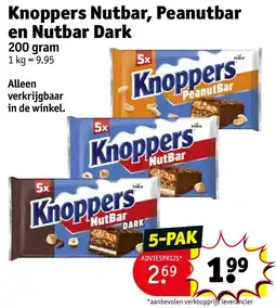 Kruidvat Knoppers Nutbar, Peanutbar en Nutbar Dark aanbieding
