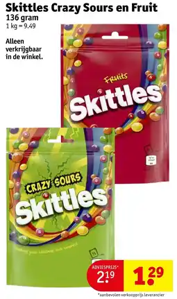 Kruidvat Skittles Crazy Sours en Fruit aanbieding