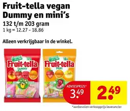 Kruidvat Fruit-tella vegan Dummy en mini's aanbieding