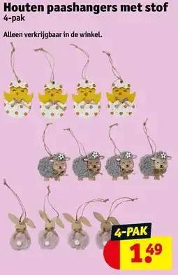 Kruidvat Houten paashangers met stof aanbieding