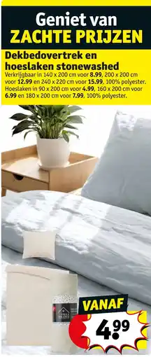 Kruidvat Dekbedovertrek en hoeslaken stonewashed aanbieding