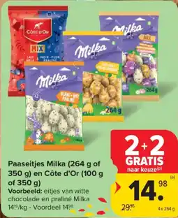 Carrefour Market Paaseitjes Milka en Côte d'Or aanbieding