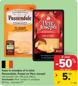 Carrefour Market Kaas in sneetjes of in blok Passendale, Postel en Père Joseph aanbieding