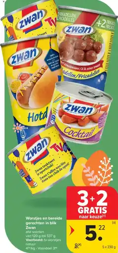 Carrefour Market Worstjes en bereide gerechten in blik Zwan aanbieding