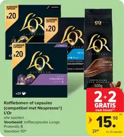 Carrefour Market Koffiebonen of Capsules L'Or aanbieding