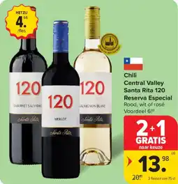 Carrefour Market Chili Central Valley Santa Rita 120 Reserva Especial aanbieding