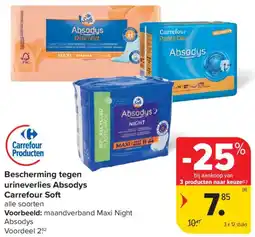 Carrefour Market Bescherming tegen urineverlies Absodys Carrefour Soft aanbieding