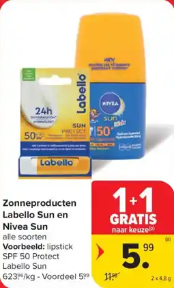 Carrefour Market Zonneproducten Labello Sun en Nivea Sun aanbieding