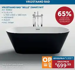 Zelfbouwmarkt VRIJSTAAND BAD “BELLE” ZWART/WIT aanbieding