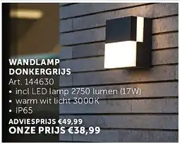 Zelfbouwmarkt WANDLAMP DONKERGRIJS aanbieding