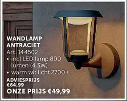 Zelfbouwmarkt WANDLAMP ANTRACIET aanbieding