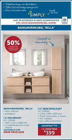Zelfbouwmarkt BADKAMERMEUBEL BELLA WASTAFELKAST aanbieding