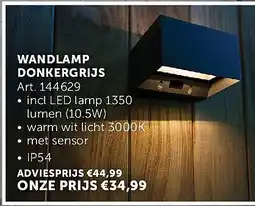 Zelfbouwmarkt WANDLAMP DONKERGRIJS aanbieding