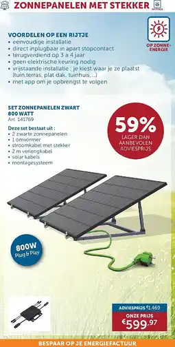 Zelfbouwmarkt SET ZONNEPANELEN ZWART 800 WATT aanbieding