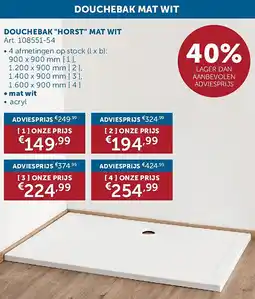 Zelfbouwmarkt DOUCHEBAK HORST MAT WIT aanbieding