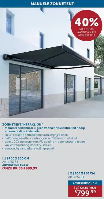Zelfbouwmarkt ZONNETENT HERAKLION aanbieding