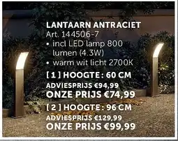 Zelfbouwmarkt LANTAARN ANTRACIET aanbieding