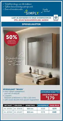 Zelfbouwmarkt SPIEGELKAST BRAVA aanbieding