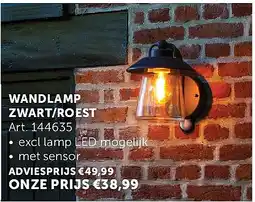 Zelfbouwmarkt WANDLAMP ZWART/ROEST aanbieding