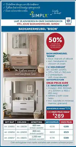 Zelfbouwmarkt BADKAMERMEUBEL BISON aanbieding