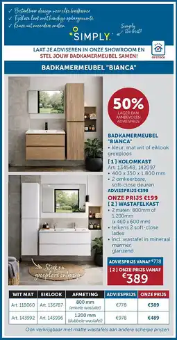 Zelfbouwmarkt BADKAMERMEUBEL BIANCA WASTAFELKAST aanbieding