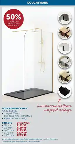 Zelfbouwmarkt DOUCHEWAND AVERY aanbieding