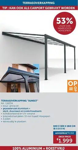 Zelfbouwmarkt TERRASOVERKAPPING SUNSET aanbieding