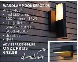 Zelfbouwmarkt WANDLAMP DONKERGRIJS aanbieding