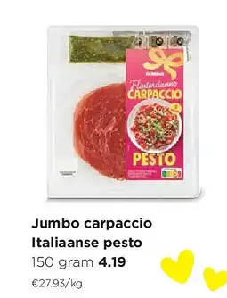 Jumbo Jumbo carpaccio Italiaanse pesto aanbieding