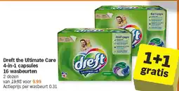 Albert Heijn Dreft the Ultimate Care 4-in-1 capsules 16 wasbeurten aanbieding