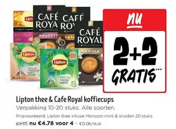 Jumbo Lipton thee & Cafe Royal koffiecups aanbieding