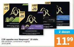 Albert Heijn L'OR capsules voor Nespresso 20 stuks aanbieding