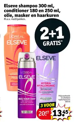 Kruidvat Elseve shampoo 300 ml, conditioner 180 en 250 ml, olie, masker en haarkuren aanbieding