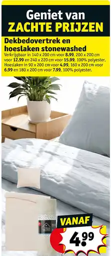 Kruidvat Dekbedovertrek en hoeslaken stonewashed aanbieding