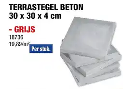 Hubo Terrastegel 30x30x4 cm 0,09m² beton grijs aanbieding