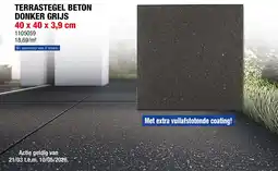 Hubo terrastegel 40x40x3,9 cm gecoat donker grijs aanbieding