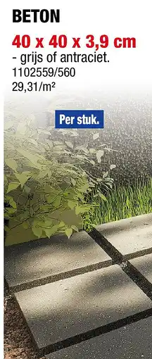 Hubo Terrastegel 40x40x3,9 cm ongecoat grijs aanbieding