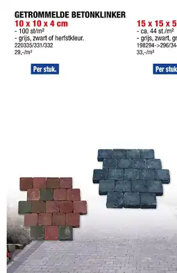 Hubo GETROMMELDE BETONKLINKER 10 x 10 x 4 cm aanbieding