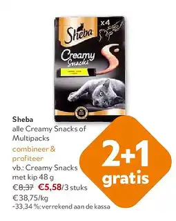 OKay Sheba Creamy Snacks met kip 48 g aanbieding