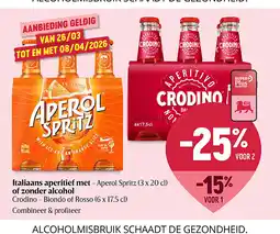 Delhaize Italiaans aperitief met - Aperol Spritz (3 x 20 cl) of zonder alcohol aanbieding