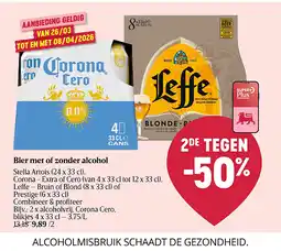 Delhaize Bier met of zonder alcohol aanbieding