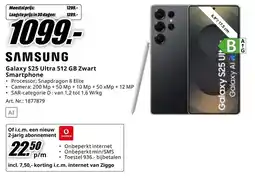 MediaMarkt SAMSUNG Galaxy S25 Ultra 512 GB Zwart Smartphone aanbieding