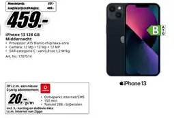 MediaMarkt iPhone 13 128 GB Middernacht aanbieding